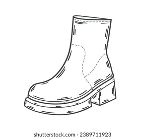 Shoe sketch. hand drawn Shoe outline illustration. Shoe black and white vector drawing. Shoe isolated on white background. vector illustration. Shoes line art drawing. footwear outline. sneakers.