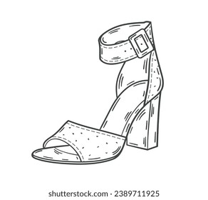 Shoe sketch. hand drawn Shoe outline illustration. Shoe black and white vector drawing. Shoe isolated on white background. vector illustration. Shoes line art drawing. footwear outline. sneakers.