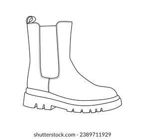 Shoe sketch. hand drawn Shoe outline illustration. Shoe black and white vector drawing. Shoe isolated on white background. vector illustration. Shoes line art drawing. footwear outline. sneakers.