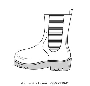 Shoe sketch. hand drawn Shoe outline illustration. Shoe black and white vector drawing. Shoe isolated on white background. vector illustration. Shoes line art drawing. footwear outline. sneakers.