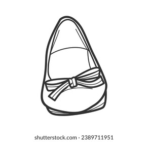 Shoe sketch. hand drawn Shoe outline illustration. Shoe black and white vector drawing. Shoe isolated on white background. vector illustration. Shoes line art drawing. footwear outline. sneakers.