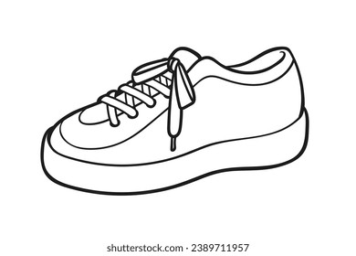 Shoe sketch. hand drawn Shoe outline illustration. Shoe black and white vector drawing. Shoe isolated on white background. vector illustration. Shoes line art drawing. footwear outline. sneakers.