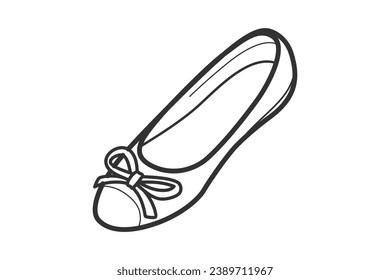 Shoe sketch. hand drawn Shoe outline illustration. Shoe black and white vector drawing. Shoe isolated on white background. vector illustration. Shoes line art drawing. footwear outline. sneakers.