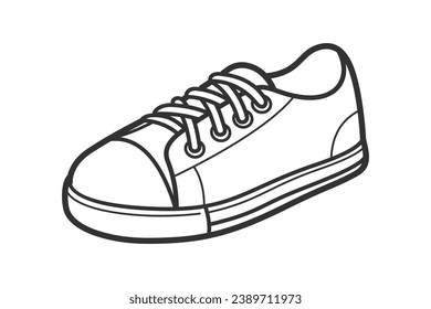 Esbozo de zapatos. ilustración del contorno del zapato dibujado a mano. Dibujo vectorial en blanco y negro de zapatos. Zapatos aislados en fondo blanco. ilustración vectorial. Dibujo de líneas de zapatos. contorno del calzado. zapatillas.