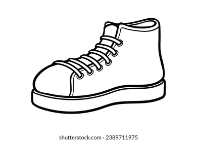 Esbozo de zapatos. ilustración del contorno del zapato dibujado a mano. Dibujo vectorial en blanco y negro de zapatos. Zapatos aislados en fondo blanco. ilustración vectorial. Dibujo de líneas de zapatos. contorno del calzado. zapatillas.