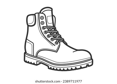 Shoe sketch. hand drawn Shoe outline illustration. Shoe black and white vector drawing. Shoe isolated on white background. vector illustration. Shoes line art drawing. footwear outline. sneakers.