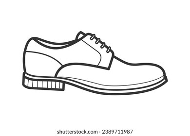 Shoe sketch. hand drawn Shoe outline illustration. Shoe black and white vector drawing. Shoe isolated on white background. vector illustration. Shoes line art drawing. footwear outline. sneakers.