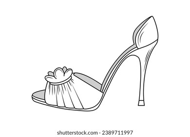 Shoe sketch. hand drawn Shoe outline illustration. Shoe black and white vector drawing. Shoe isolated on white background. vector illustration. Shoes line art drawing. footwear outline. sneakers.