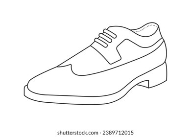 Shoe sketch. hand drawn Shoe outline illustration. Shoe black and white vector drawing. Shoe isolated on white background. vector illustration. Shoes line art drawing. footwear outline. sneakers.