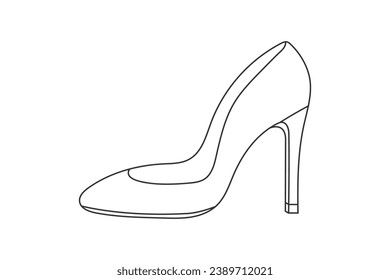 Shoe sketch. hand drawn Shoe outline illustration. Shoe black and white vector drawing. Shoe isolated on white background. vector illustration. Shoes line art drawing. footwear outline. sneakers.