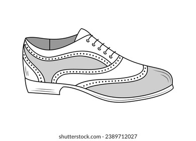 Shoe sketch. hand drawn Shoe outline illustration. Shoe black and white vector drawing. Shoe isolated on white background. vector illustration. Shoes line art drawing. footwear outline. sneakers.