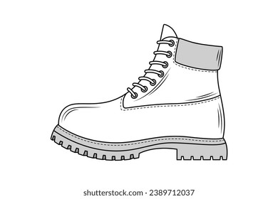 Shoe sketch. hand drawn Shoe outline illustration. Shoe black and white vector drawing. Shoe isolated on white background. vector illustration. Shoes line art drawing. footwear outline. sneakers.