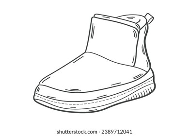 Shoe sketch. hand drawn Shoe outline illustration. Shoe black and white vector drawing. Shoe isolated on white background. vector illustration. Shoes line art drawing. footwear outline. sneakers.