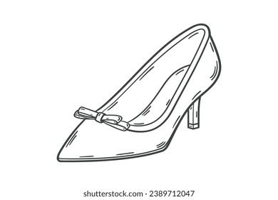 Shoe sketch. hand drawn Shoe outline illustration. Shoe black and white vector drawing. Shoe isolated on white background. vector illustration. Shoes line art drawing. footwear outline. sneakers.