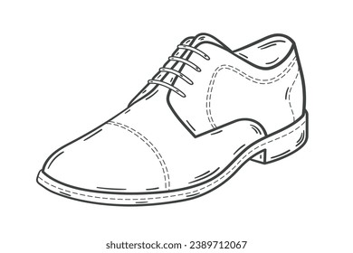 Shoe sketch. hand drawn Shoe outline illustration. Shoe black and white vector drawing. Shoe isolated on white background. vector illustration. Shoes line art drawing. footwear outline. sneakers.