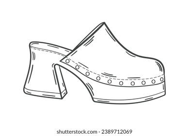 Shoe sketch. hand drawn Shoe outline illustration. Shoe black and white vector drawing. Shoe isolated on white background. vector illustration. Shoes line art drawing. footwear outline. sneakers.