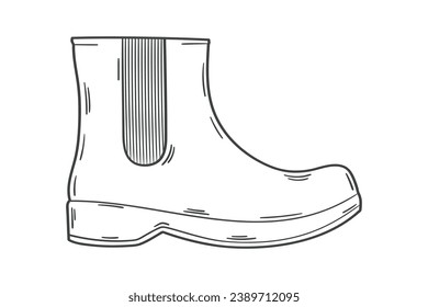 Shoe sketch. hand drawn Shoe outline illustration. Shoe black and white vector drawing. Shoe isolated on white background. vector illustration. Shoes line art drawing. footwear outline. sneakers.