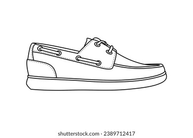 Shoe sketch. hand drawn Shoe outline illustration. Shoe black and white vector drawing. Shoe isolated on white background. vector illustration. Shoes line art drawing. footwear outline. sneakers.
