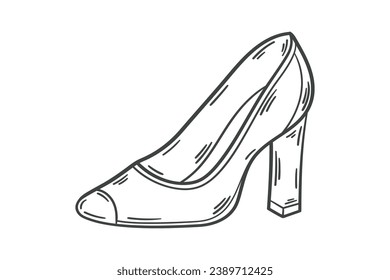 Shoe sketch. hand drawn Shoe outline illustration. Shoe black and white vector drawing. Shoe isolated on white background. vector illustration. Shoes line art drawing. footwear outline. sneakers.