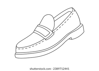 Esbozo de zapatos. ilustración del contorno del zapato dibujado a mano. Dibujo vectorial en blanco y negro de zapatos. Zapatos aislados en fondo blanco. ilustración vectorial. Dibujo de líneas de zapatos. contorno del calzado. zapatillas.