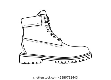 Shoe sketch. hand drawn Shoe outline illustration. Shoe black and white vector drawing. Shoe isolated on white background. vector illustration. Shoes line art drawing. footwear outline. sneakers.