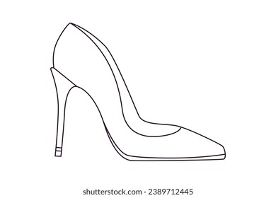 Shoe sketch. hand drawn Shoe outline illustration. Shoe black and white vector drawing. Shoe isolated on white background. vector illustration. Shoes line art drawing. footwear outline. sneakers.