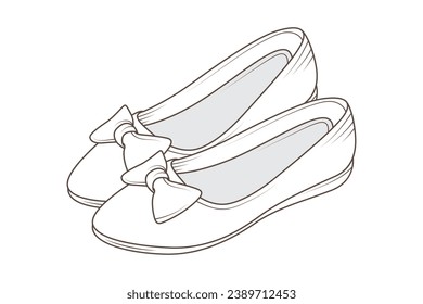 Shoe sketch. hand drawn Shoe outline illustration. Shoe black and white vector drawing. Shoe isolated on white background. vector illustration. Shoes line art drawing. footwear outline. sneakers.