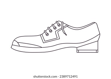 Shoe sketch. hand drawn Shoe outline illustration. Shoe black and white vector drawing. Shoe isolated on white background. vector illustration. Shoes line art drawing. footwear outline. sneakers.