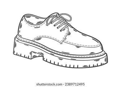 Shoe sketch. hand drawn Shoe outline illustration. Shoe black and white vector drawing. Shoe isolated on white background. vector illustration. Shoes line art drawing. footwear outline. sneakers.