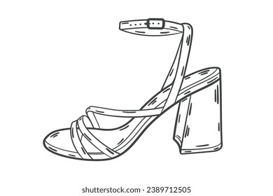Shoe sketch. hand drawn Shoe outline illustration. Shoe black and white vector drawing. Shoe isolated on white background. vector illustration. Shoes line art drawing. footwear outline. sneakers.