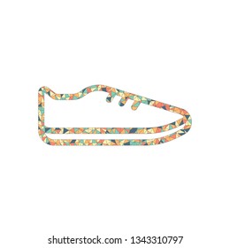 Shoe or sneaker, outline linear icon of sport. Colored mosaic with polygons
