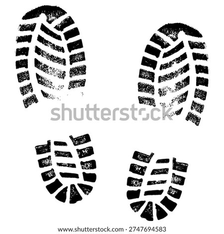 Shoe sole imprint. Boot footprint. Vector silhouette. The imprint of a military boot