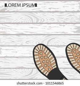 shoe sole on the background of wooden boards