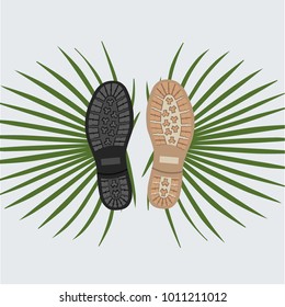shoe sole with palm leaves