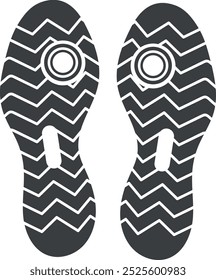 Shoe steps. Black human feet pair print isolated on white background