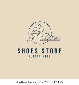 shoe store line art logo minimalist with emblem vector illustration design