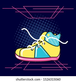 shoe tennis of nineties retro vector illustration design