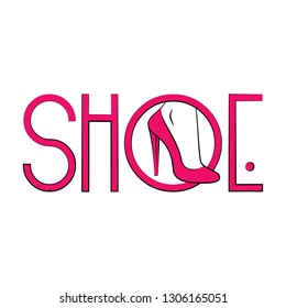 Shoe text logo with a pink high heel icon