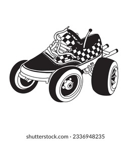 A shoe with tires rally race look