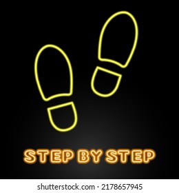 shoe track neon sign, modern glowing banner design, colorful modern design trends on black background. Vector illustration.