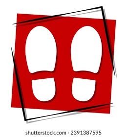 shoe track red banner in frame. Vector illustration.