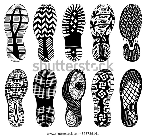 Shoe Tracks Illustration Collection Highly Detailed Stock Vector