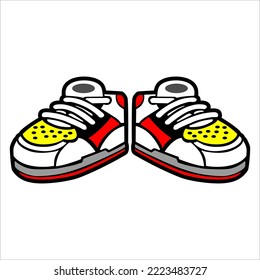 shoe vector design with a combination of red, yellow and white colors and on a white background