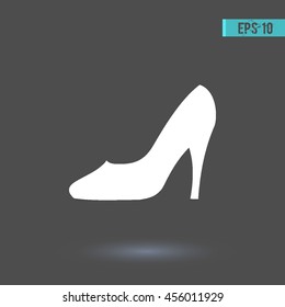 Shoe vector icon. Graphic symbol for web design, logo. White glyph on a gray background. Isolated sign. 
