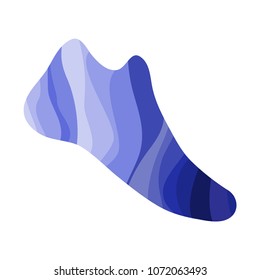 Shoe with a wavy blue pattern. Marine print on the footwear. Vector illustration.