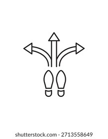 Schuh mit Wegesymbol, Vektorsymbol der besten Linie.