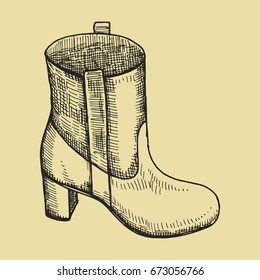 Shoe for women on high heels pattern. Sketch vector illustration