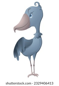 The Shoebill Storks vector illustration. Vector cartoon cute unique animal. The bird Isolated on white background.