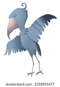 Die Shoebill Storks Vektorgrafik. Vektorcartoon süßes einzigartiges Tier. Der Vogel einzeln auf weißem Hintergrund.