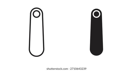 Icono de calzador en un diseño de Vector de trazo negro y versión sólida plana sobre fondo blanco